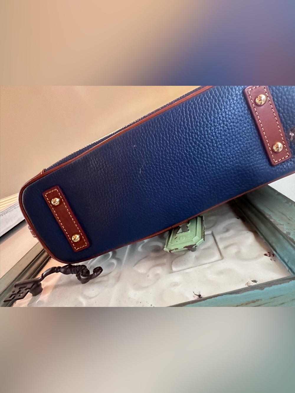 Dooney & Bourke Midnight Blue Pebble Leather Tote Bag - Picture 2 of 5